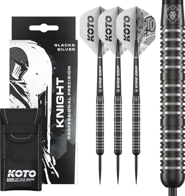Produktbild von KOTO - Kight, 21 G, Schwarz & Silber, 80% Tungsten, Inkl. 3 Barrels, 3 Flights & 3 Shafts