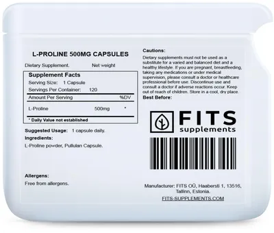 Obrázok produktu pre L-prolín 500 mg, 120 tabliet