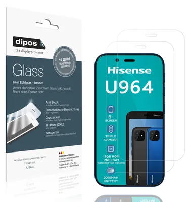 Produktbild von 2x Schutzfolie für Hisense U964 - Anti-Shock 9H Folie dipos Glass Kunststoffglas