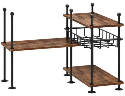 Produktbild von Gewürzregal Eckregal 4-stufig verstellbar Vintagebraun Schwarz 3 Montageoptionen