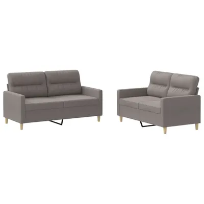 Image de vidaXL Ensemble de canapés 2 pièces avec coussins Tissu Taupe