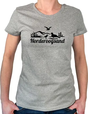 Produktbild von Huuraa Damen T-Shirt Norderoogsand Strandmotiv XS Sport Grey Bio Baumwolle Fairtrade Damenshirt Geschenkidee