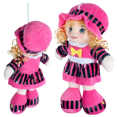 Produktbild von Malplay Stoffpuppe Zofia 33 cm, weiche Plüschpuppe mit rosa Outfit, Kuscheltier für Mädchen ab 3 Jahren, Puppe zum Spielen und Einschlafen