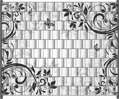 Produktbild von Wallario Zaunsichtschutz mit Motiv Schnörkelmuster mit Schmetterlingen für Ein- und Doppelstabmatten Zäune in der Größe 250 x 200 cm