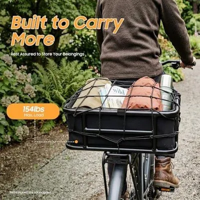 Productafbeelding van Fietsmand voor bagagedrager - Zwart - 45,6x32x15cm