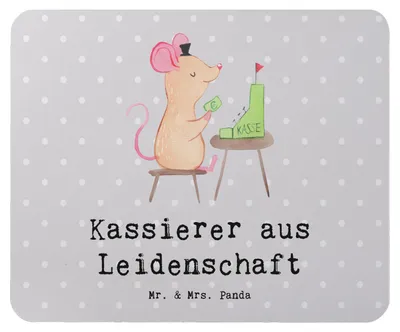 Produktbild von Mr. & Mrs. Panda Mauspad Kassierer Leidenschaft - Grau Pastell - Geschenk, Mouse Pad, laptop, Witzig, computer mousepad, Lustig, Spruch, Kassenwart