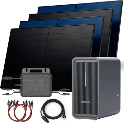 Produktbild von SUNNIVA® 2000W Balkonkraftwerk mit 2,24 kWh Speicher MARSTEK B2500-D, 4x 500W BIFAZIAL FULLBLACK komplett Steckdose, PV Solaranlage + Solarspeicher