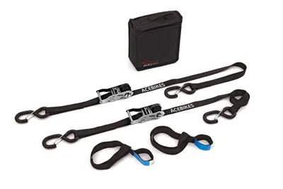 Immagine prodotto di Kit di ancoraggio a cricchetto ACEBIKES per impieghi gravosi, lunghezza 1,80 m, larghezza 25 mm, con gancio a S, capacità di ancoraggio: 500daN