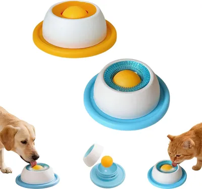 Produktbild von Langsamer Futternapf für Hunde & Katzen, 2er-Set, Beschäftigungsspielzeug, rotierender Ball, Anti-Schlingnapf, Saugnapf, für Nassfutter, spülmaschinengeeignet