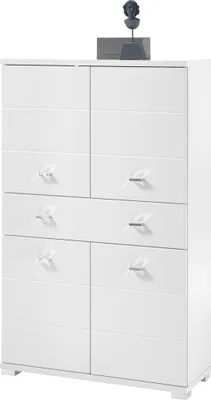 Produktbild von Highboard POOL Weiß Hochglanz mit 4 Türen und 1 Schubkasten 76x31x124 cm (BxTxH)