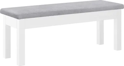 Produktbild von Sitzbank Küchenbank Kiefer weiß massiv Holzbank Polsterbank 120x40, grau 90.71-39WP21
