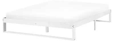 Produktbild von BELIANI Bett Weiß Kiefernholz mit Lattenrost 160x200 cm ohne Kopfteil ohne Fußteil Schlicht Skandi Design Schlafzimmer Holzbett Doppelbett