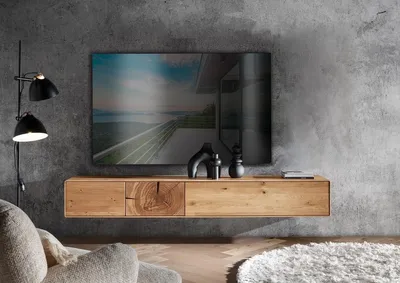 Produktbild von TV Board zum hängen 220cm "Belfast" Wildeiche massiv