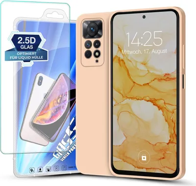 Produktbild von Hülle für Xiaomi Redmi Note 11 Pro mit 9H Displayglas Displayschutz Plus Case Cover Bumper Silikon Softgrip Schutzhülle Farbe: Rosa