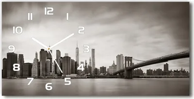 Produktbild von Wanduhr aus Glas – 60x30 cm - Glasbild - Glasuhr - Gehärtetes Glas - weisse-zeiger - Manhattan New York