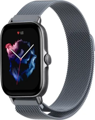 Produktbild von Strap-it Milanese Armband - Kompatibel mit Amazfit GTS 3 Armband Ersatzarmband Edelstahl - Armband mit Magnetverschluss - Hochwertiges Material - für Smartwatch 20mm Armband Grau