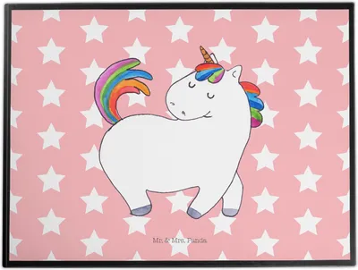Produktbild von Mr. & Mrs. Panda schreibtischunterlage Einhorn Stolzieren - Rot Pastell - Geschenk, schreibtischunterlagen, Schreibunterlage, Pferd, Reiten, Deko, Unicorn, Tischschoner