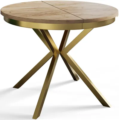 Immagine prodotto di Alpi Moebel, Tavolo da Pranzo Rotondo, Tavolo da Cucina Allungabile, Diamentro: 120-200 cm, Gambe in metallo Dorate, Craft, Collezione Bergo