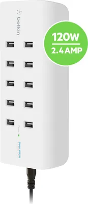 Produktbild von Belkin Rockstar 10-Port USB-Lad. 120W, 2,4A je Port,weiß B2B139vf