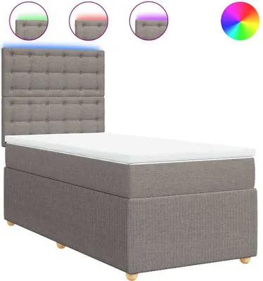 Imagen del producto de Cama con somier y colchón vidaXL, color taupe, 80x200 cm, tapizada en tela