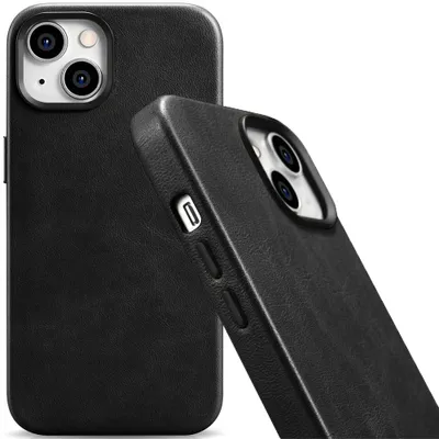 Zdjęcie produktu dla Icarer Oil Wax Premium Leather Case Skórzane Etui Iphone 14 Magnetyczne Z Magsafe Czarny (Wmi14220701-Bk)