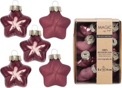 Christbaumschmuck Sterne 4cm Glas 8 Stück - Dusty Rose