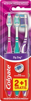 Produktbild von Colgate Zahnbürsten 3er Zig Zag Medium Reiniger Hand Mundhygiene Pflege Zähne