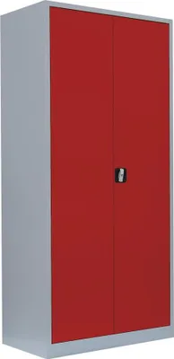 Produktbild von Stahl-Aktenschrank Metallschrank abschließbar Büroschrank Stahlschrank 195 x 92,5 x 60cm Lichtgrau/Rot 530364