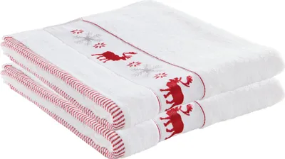 Produktbild von Erwin Müller Handtuch 2er-Pack weiß/rot 50x100 cm