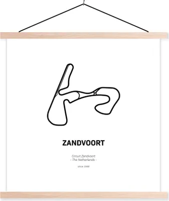 Produktbild von MuchoWow® Textilposter Rennstrecke - Zandvoort - Formel 1 40x40 cm mit holzfarbenen Rahmen - Posterleiste