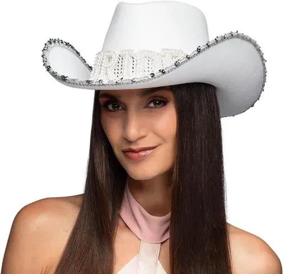 Productafbeelding van Witte Cowboy Hoed Bruid voor Feestjes en Thema-evenementen
