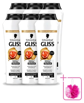 Obrázek produktu pro 6 lahviček šamponu Schwarzkopf Gliss Total Repair, 250 ml - intenzivní péče o vlasy, výhodná sada - 6 kusů