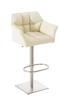 Produktbild von TPFLiving Barhocker Damaskus Gestell Edelstahl Kunstleder Creme