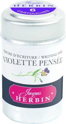Produktbild von Jacques Herbin 6x 6 Tintenpatronen in einer Dose, Stiefmütterchenviolett 20177T