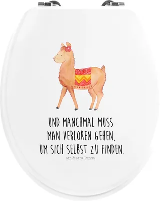 Produktbild von Mr. & Mrs. Panda WC Brille Alpaka Stolz - Weiß - Geschenk, Klo-Deckel, Toilettendeckel, Lama, WC-Sitz, Sitz, klo deckel