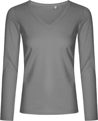 Produktbild von X.O V-Ausschnitt Langarmshirt Plus Size Damen, Stahlgrau, XXL