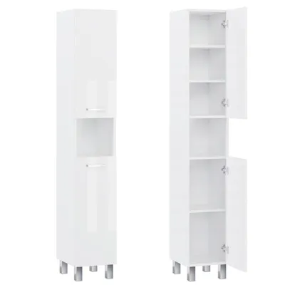 Zdjęcie produktu dla Słupek łazienkowy szafka łazienkowa regał do łazienki biały połysk 30 cm