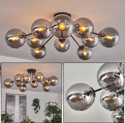 Produktbild von Fossobiubo Deckenlampe aus Metall/Glas in Schwarz/Rauchfarben