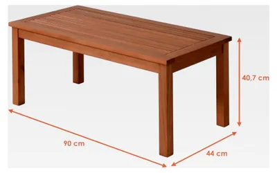 Produktbild von Beistelltisch aus Eukalyptus Holz - 90 x 44 cm - Gartentisch aus 100%Massivholz geölt