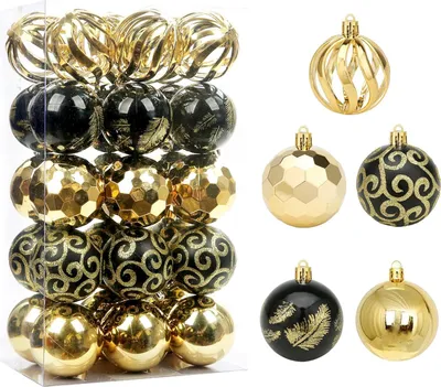 Produktbild von 30 Stück Weihnachtskugeln, Ornamente, 6,1 cm, kleine, bruchsichere Kunststoffkugeln, Weihnachtsbaum-Hängedekoration für Feiertagskranz, Party, Baumdekoration