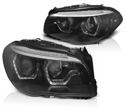 Obrázok produktu pre LED svetlomety s halo efektom, vhodné pre modely BMW 5 (F10, F11) vyrábané v rokoch 2013–2016, farba: čierna