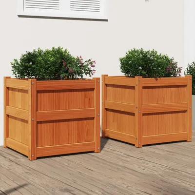 Obrázok produktu pre Maison Exclusive - Kvetináč 2 ks. Voskovohnedý Masívne drevo Borovica