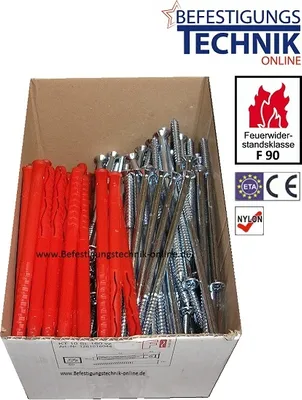 Produktbild von 10x120mm Rahmendübel Fassadendübel Brandschutzdübel mit TX-40 Senkkopfschraube ETA Zulassung F90