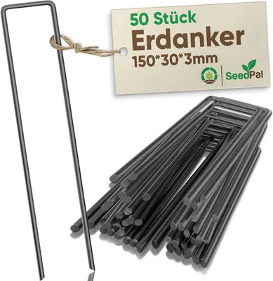 Imagen del producto de Clavos de acero, de 150 mm de longitud, en un paquete de 50 unidades, para uso en mantillo y tejidos de jardinería