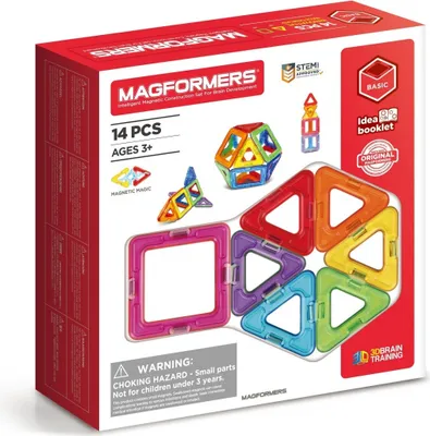 Produktbild von Magformers Magnetischer Baukasten 8 Dreiecke 6 Quadrate Geomag kompatibel