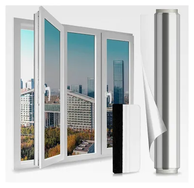 Produktbild von Selbstklebende Spiegelfolie für Fenster innen - UV-Schutz und reflektierende Thermofolie für Büro und Zuhause, (40 * 200CM)