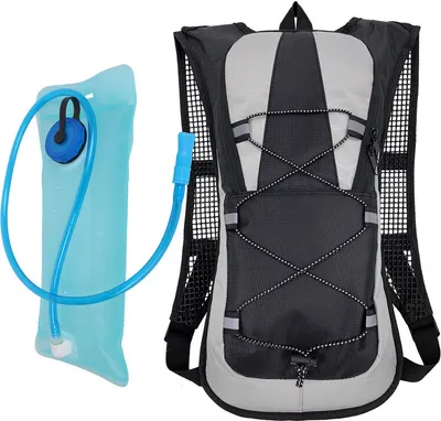 Produktbild von (Schwarz) Kletterrucksack mit 2L Wasserblase, Rucksack Trinkrucksack Trinkblase für Camping Wandern Radfahren Laufen Klettern Radfahren