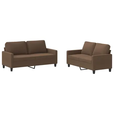 Produktbild von 2-tlg. Sofagarnitur mit Kissen Braun Stoff
