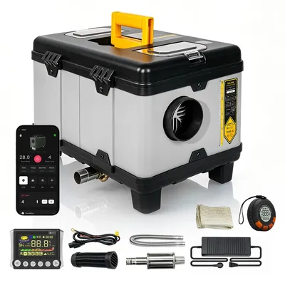 Produktbild von 8 kW tragbarer Diesel‑Standheizer, Doppelstromversorgung 12V/24V‑110‑240V AC, Konstant‑, Turbo‑, Lüftungsmodus für Wohnmobil, Boot und Camping