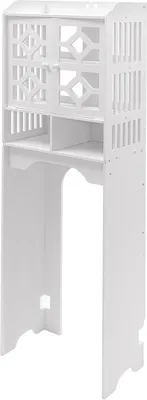 Image de armoire de toilette à 4 étages au-dessus des toilettes Blanc Cabinet de rangement Étagère de rangement Organisateur pour la salle de bain